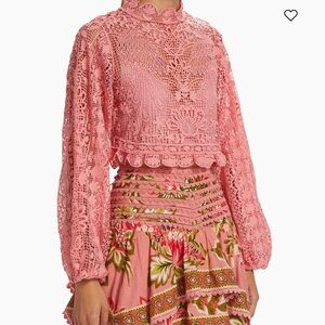 Farm Rio Pink Lace Blouse large